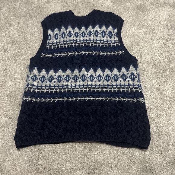 VTG 90s Eddie Bauer Size XL Tall Wool Knit Fisherman Sweater Vest - Picture 3 of 5